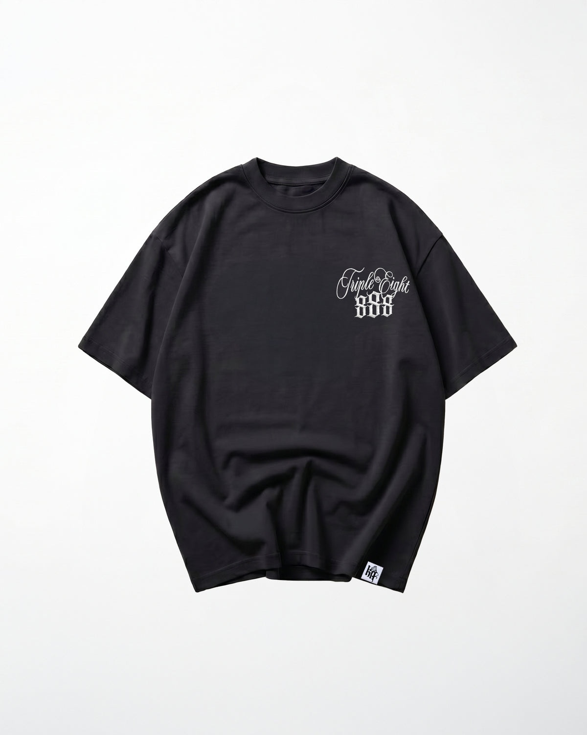 Black Triple Eight 888 oversized T-shirt by KHROME AISUAUTO, view 2