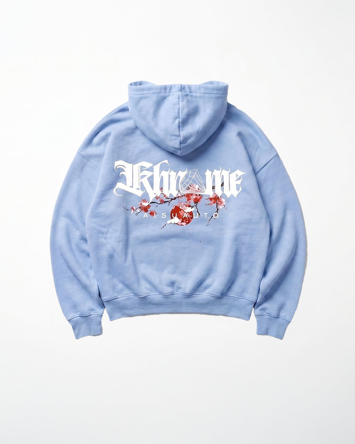 Baby Blue Kuromu Sakura oversized hoodie by KHROME AISUAUTO