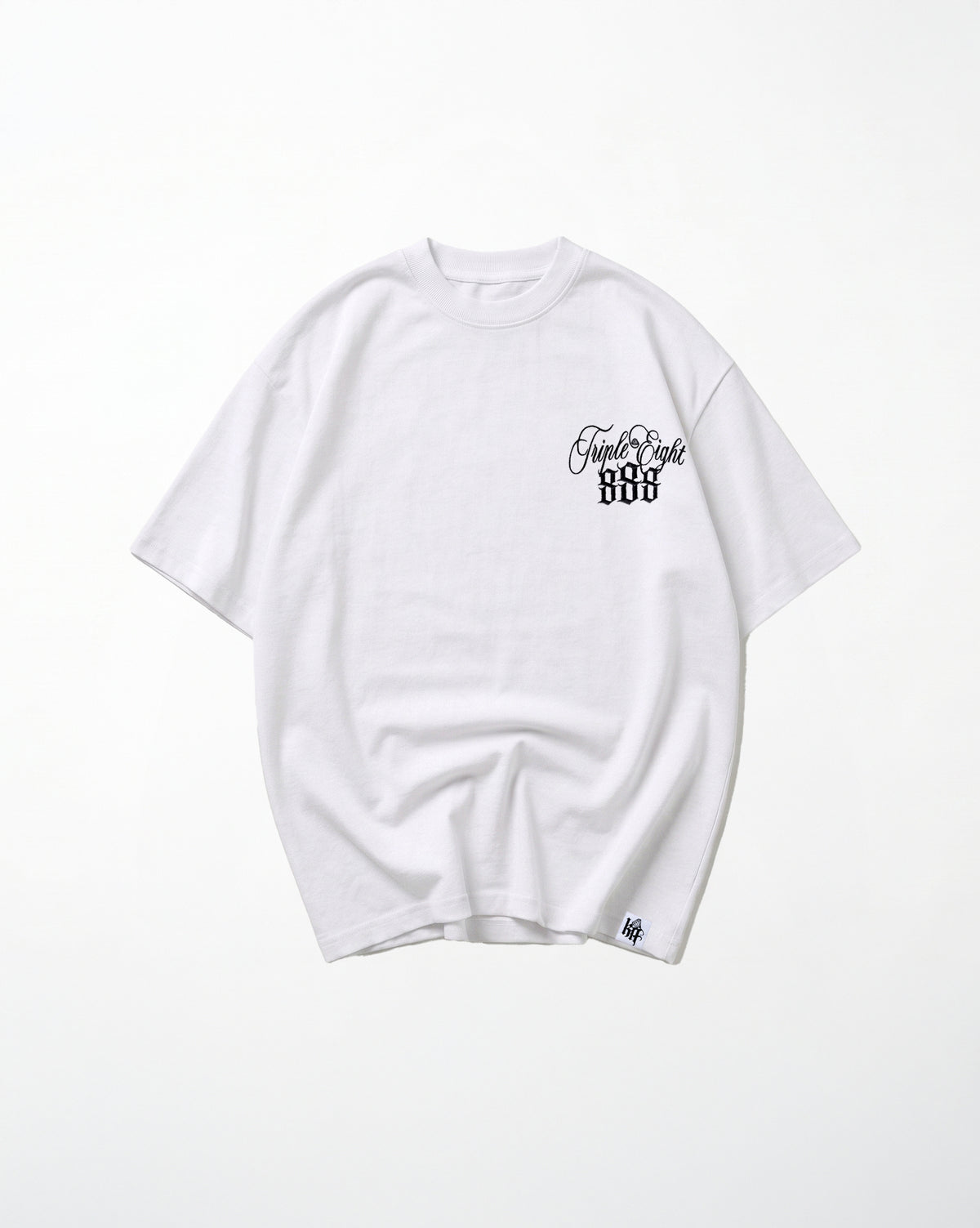 White Triple Eight 888 oversized T-shirt by KHROME AISUAUTO, view 2