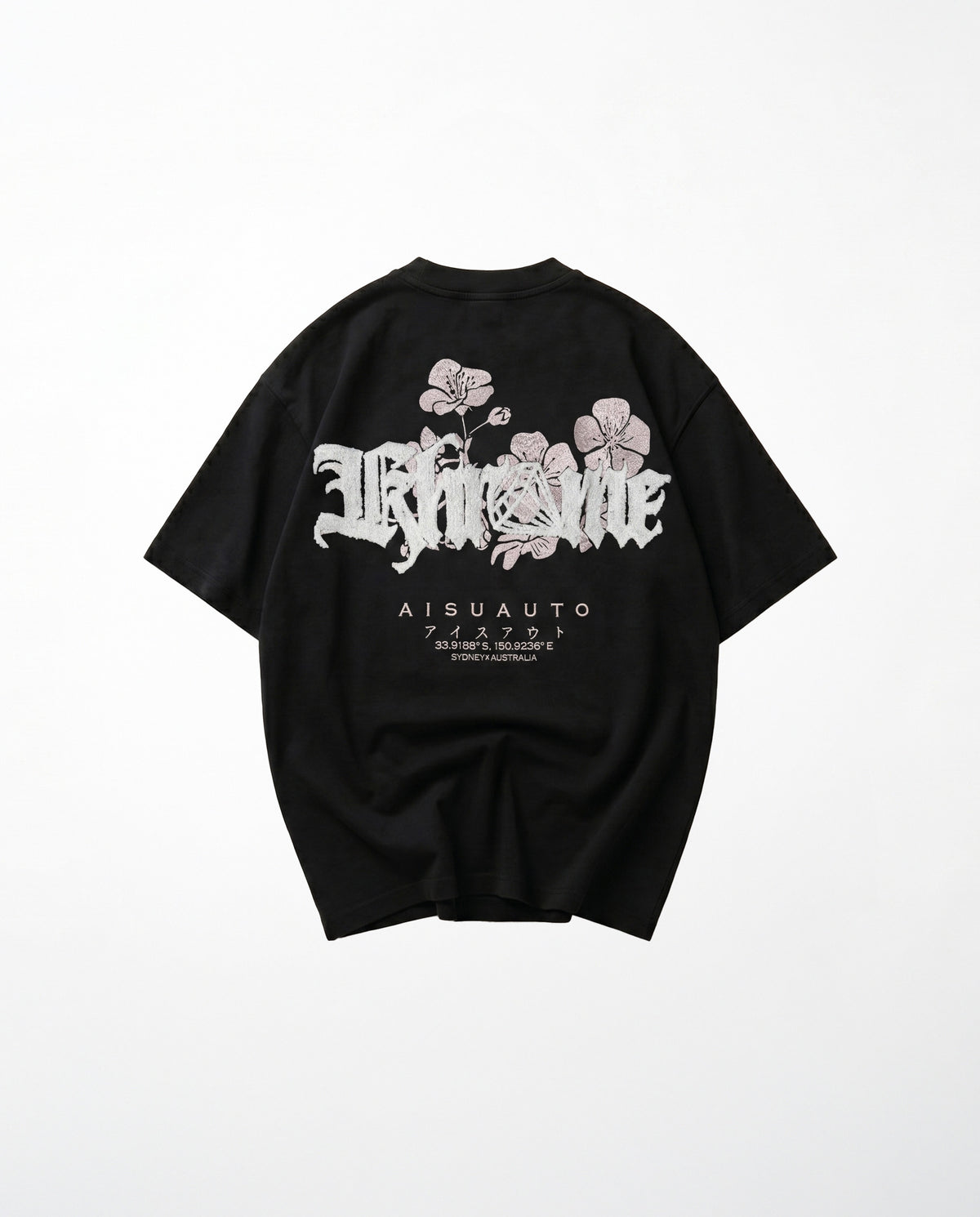 Black Sakurasheniru Blossom oversized T-shirt by KHROME AISUAUTO