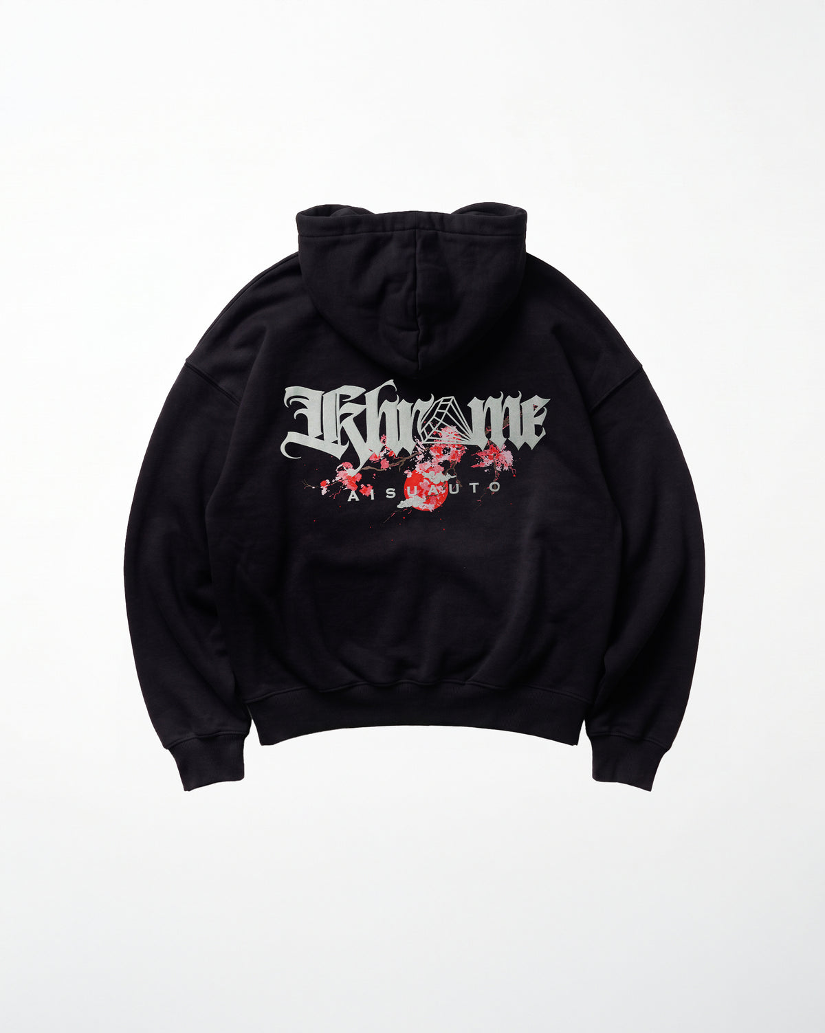 Black Kuromu Sakura oversized hoodie by KHROME AISUAUTO
