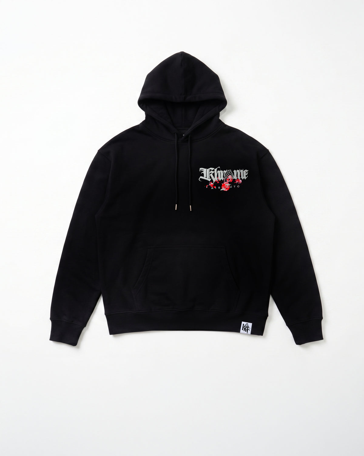 Black Kuromu Sakura oversized hoodie by KHROME AISUAUTO, view 2