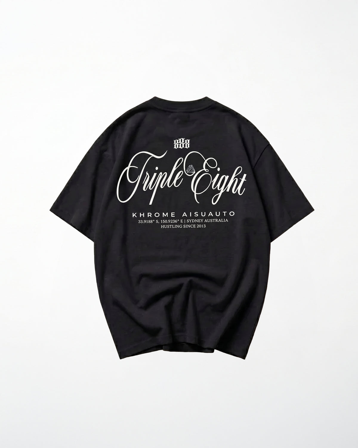 Black Triple Eight 888 oversized T-shirt by KHROME AISUAUTO
