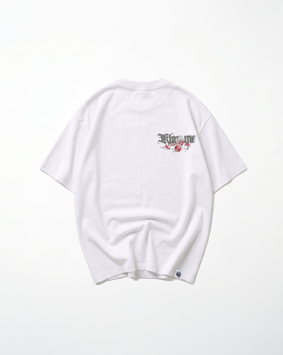 White Kuromu Sakura oversized T-shirt by KHROME AISUAUTO, view 2
