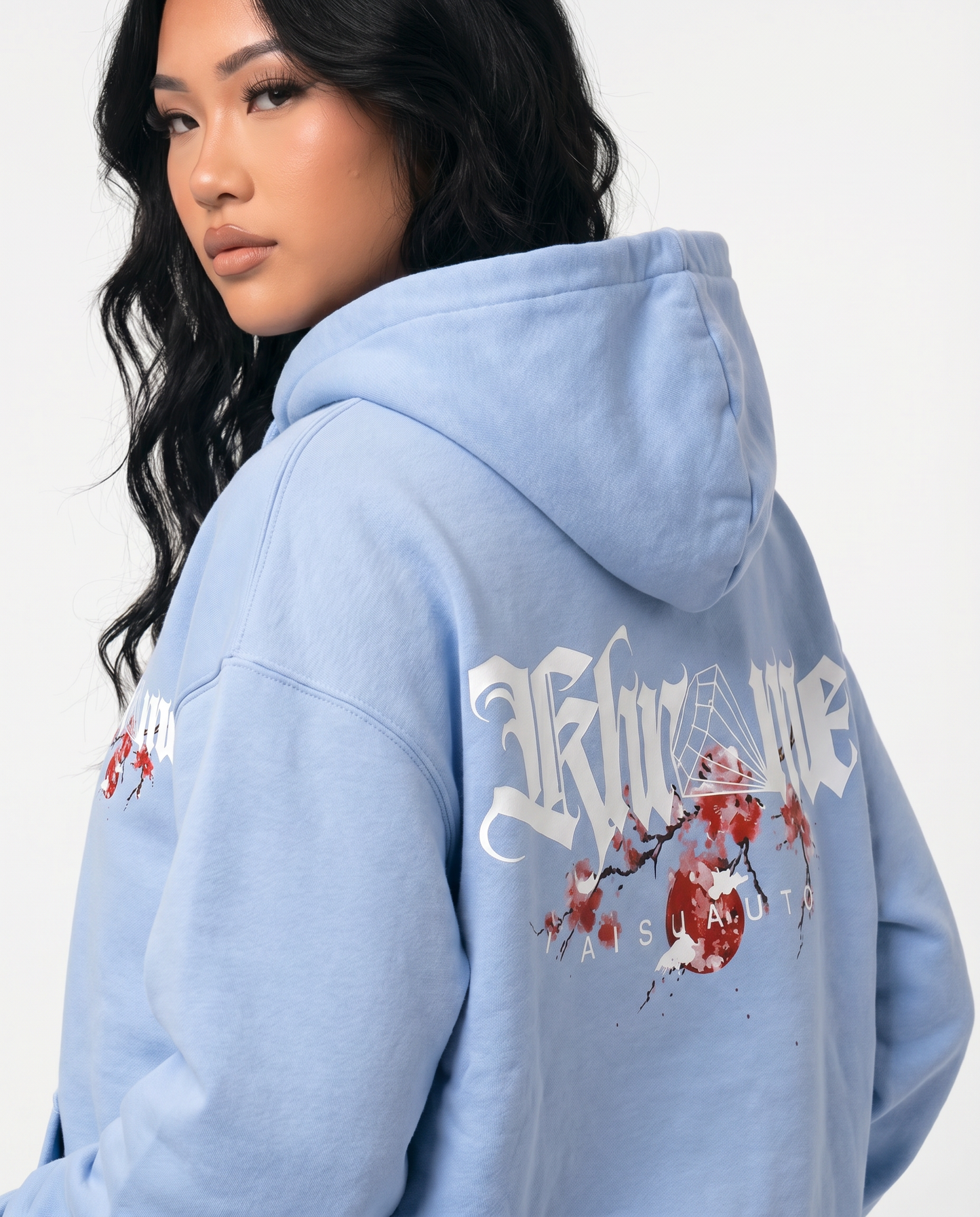 BABY BLUE KUROMU SAKURA HOODIE