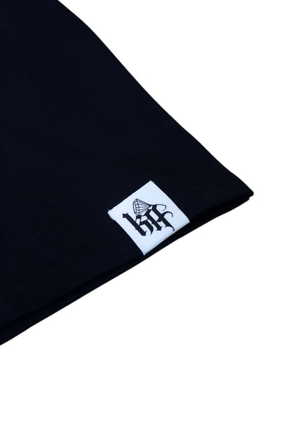 KHROME black oversized fit 100% cotton t-shirt with dropped shoulders and a white woven label.