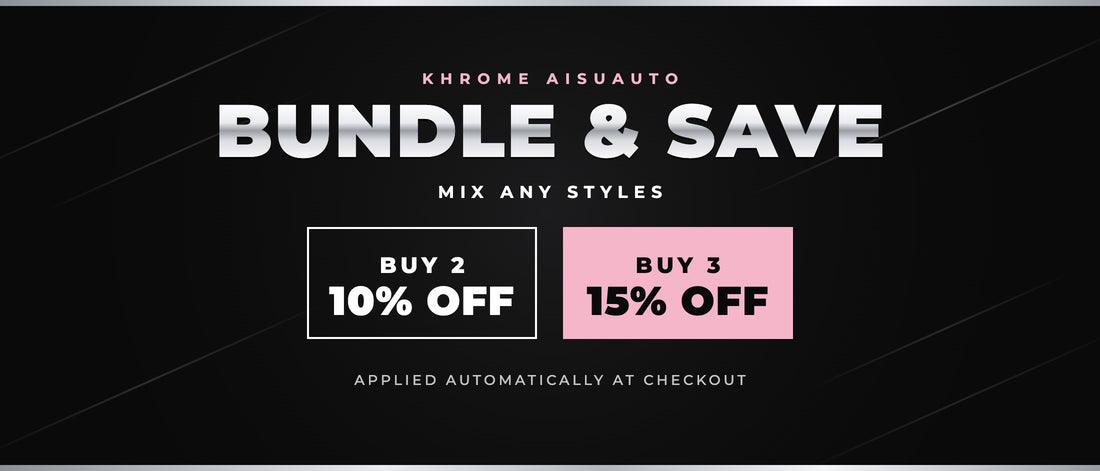 Bundle and save: buy 2 get 10% off, buy 3 get 15% off. Mix any styles. Applied automatically at checkout.