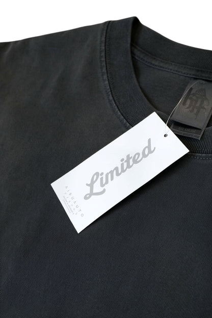 KHROME KA URBAN STREET faded black 100% cotton oversized t-shirt with crew neck and dropped shoulders.